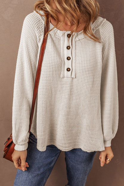 Lyla Waffle Buttoned Top