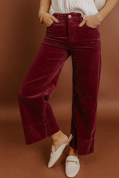Juliette Burgundy Corduroy Wide Leg Pants