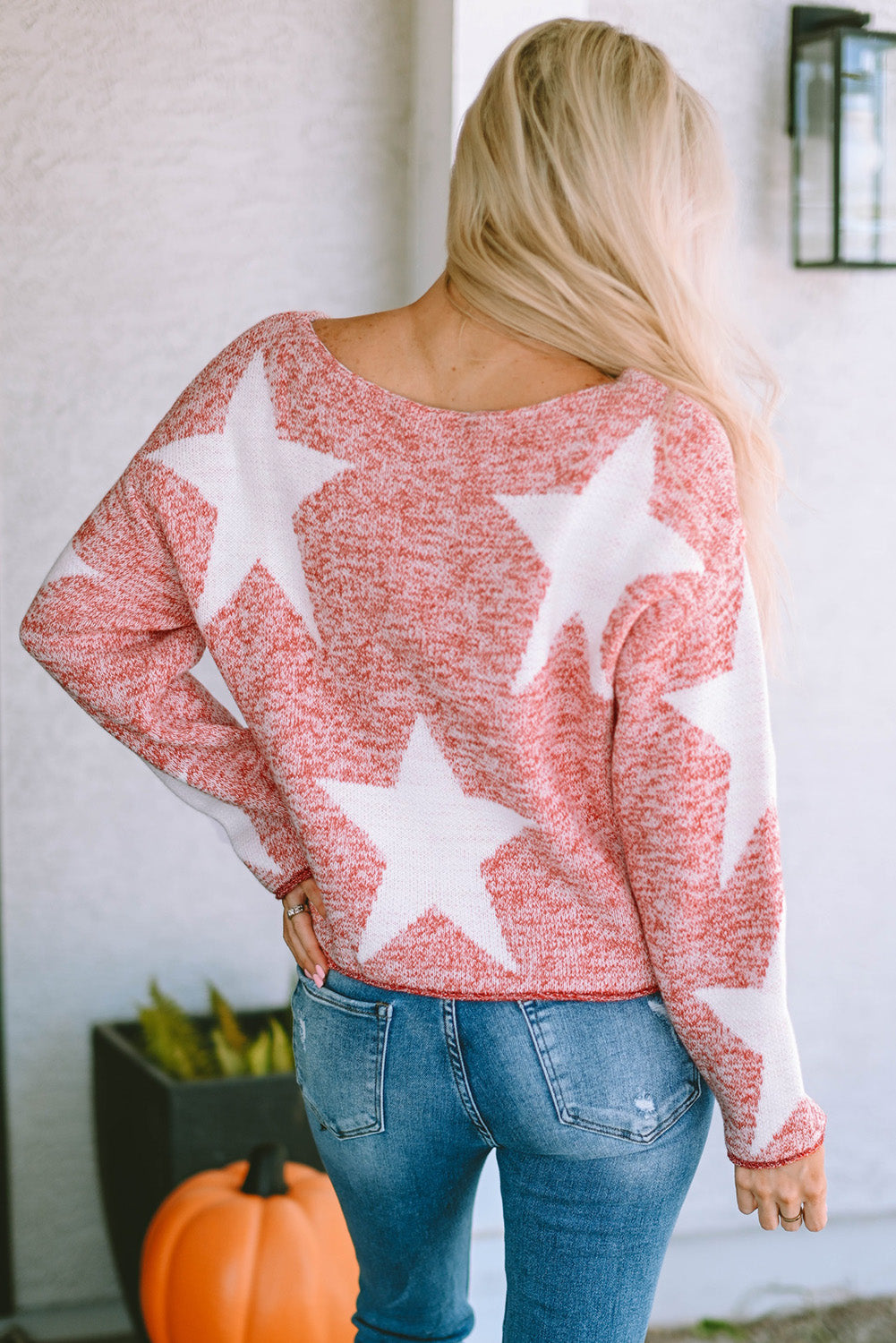 Maria Star Spangled Casual Knit Sweater - Threaded Pear