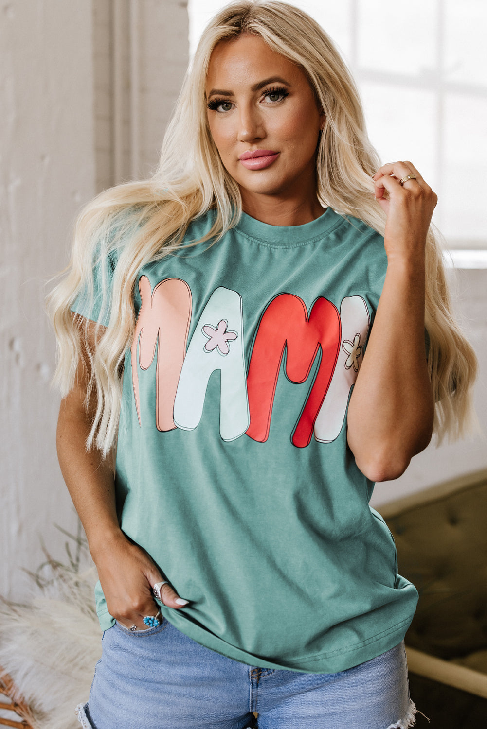 MAMA Mineral Wash Crewneck Tee - Threaded Pear