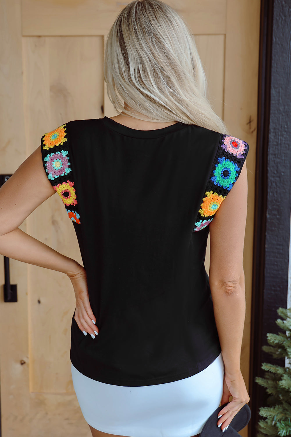 Kelly Floral Crochet Casual Tank Top - Threaded Pear