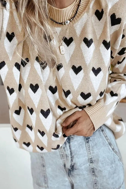 Val Heart Print Sweater - The Gold Cactus