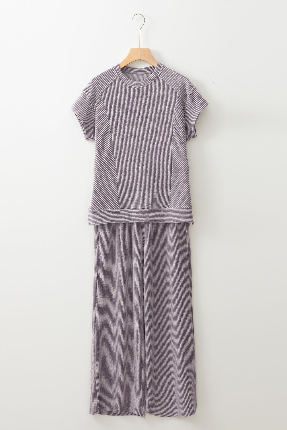 Leilany Corded Knit Short Sleeve Set - Threaded Pear