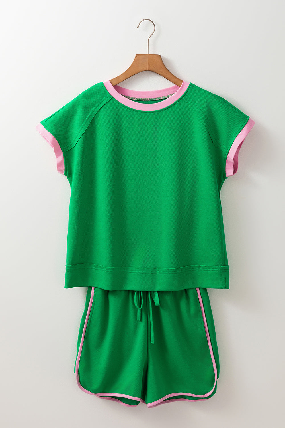 Araceli Two Tone Textured Tee and Shorts Set - Threaded Pear