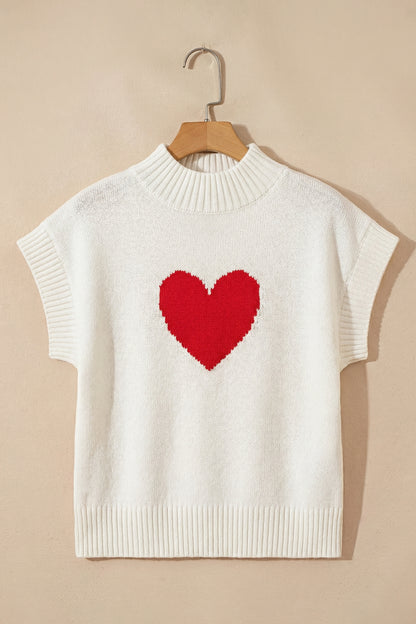 Amore Valentine Heart Short Sleeve Sweater - The Gold Cactus