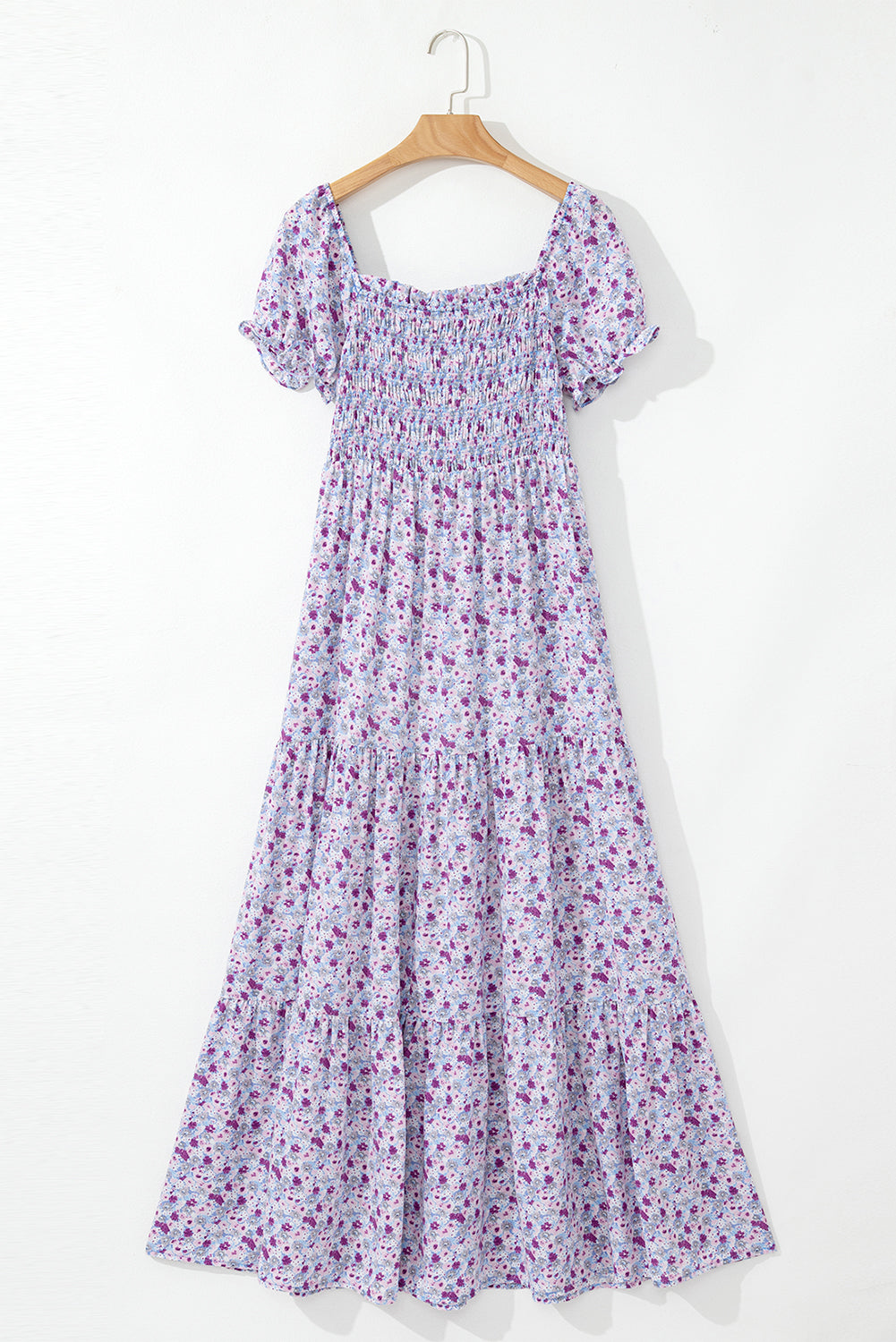 Lacey Floral Short Bubble Sleeve Maxi Dress - Threaded Pear