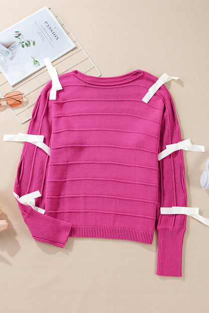 Bow Knot Round Neck Loose Sweater