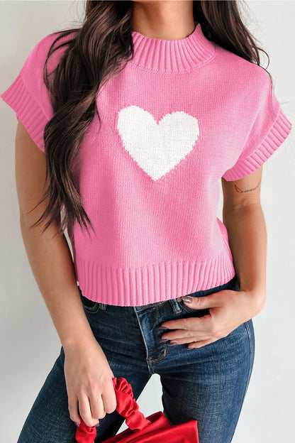 Amore Valentine Heart Short Sleeve Sweater - The Gold Cactus