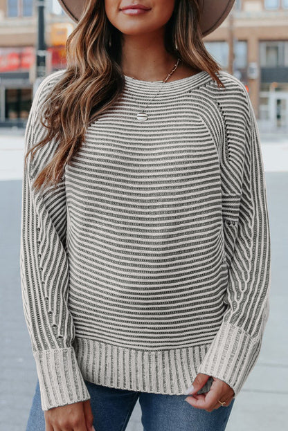 Clara Ribbed Knit Boat Sweater