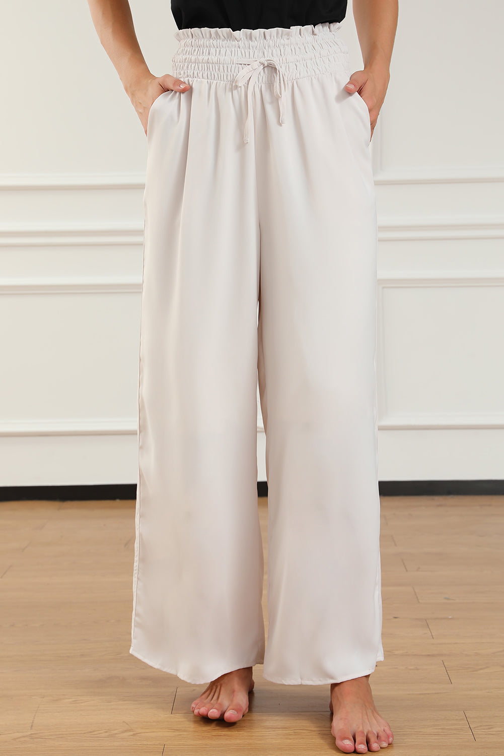 Kendra Smocked High Waist Wide Leg Pants - Threaded Pear