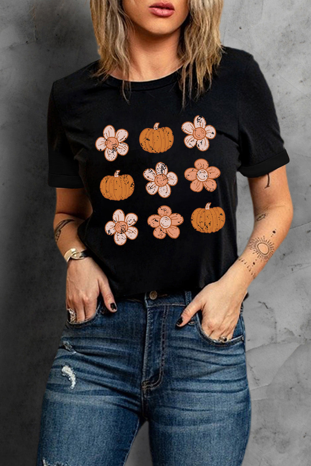 Molly Pumpkin Flower Graphic Top - Threaded Pear