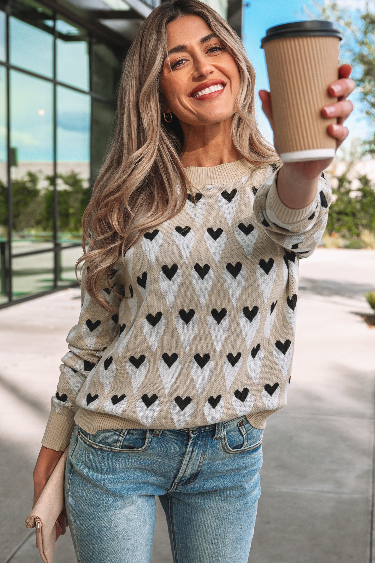 Val Heart Print Sweater - The Gold Cactus