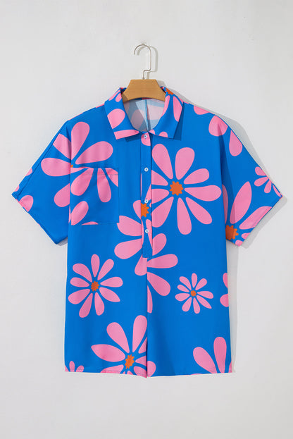 Ailany Flower Collar Button Front Loose Romper - Threaded Pear