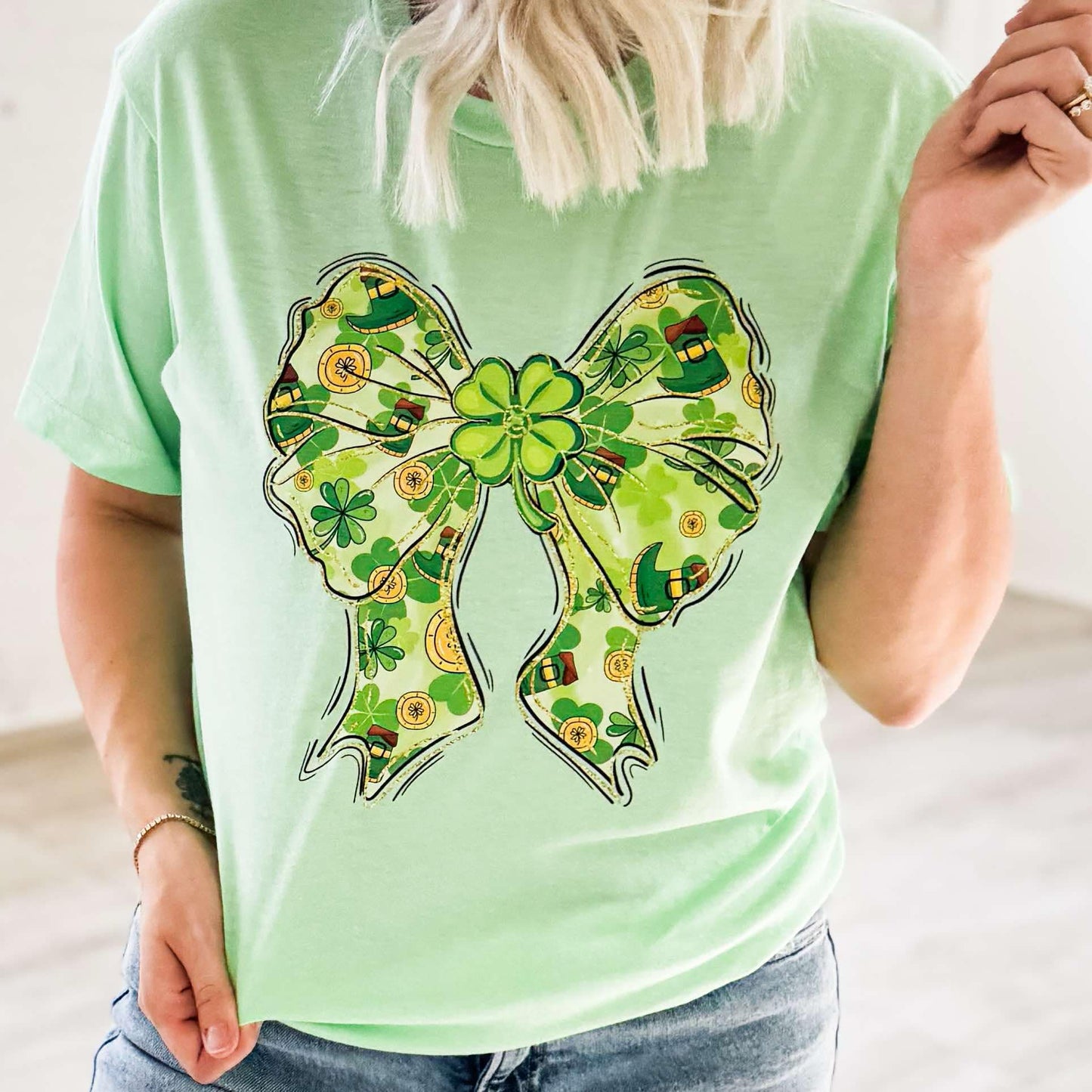 Saint Patricks Day Bow Graphic Tee