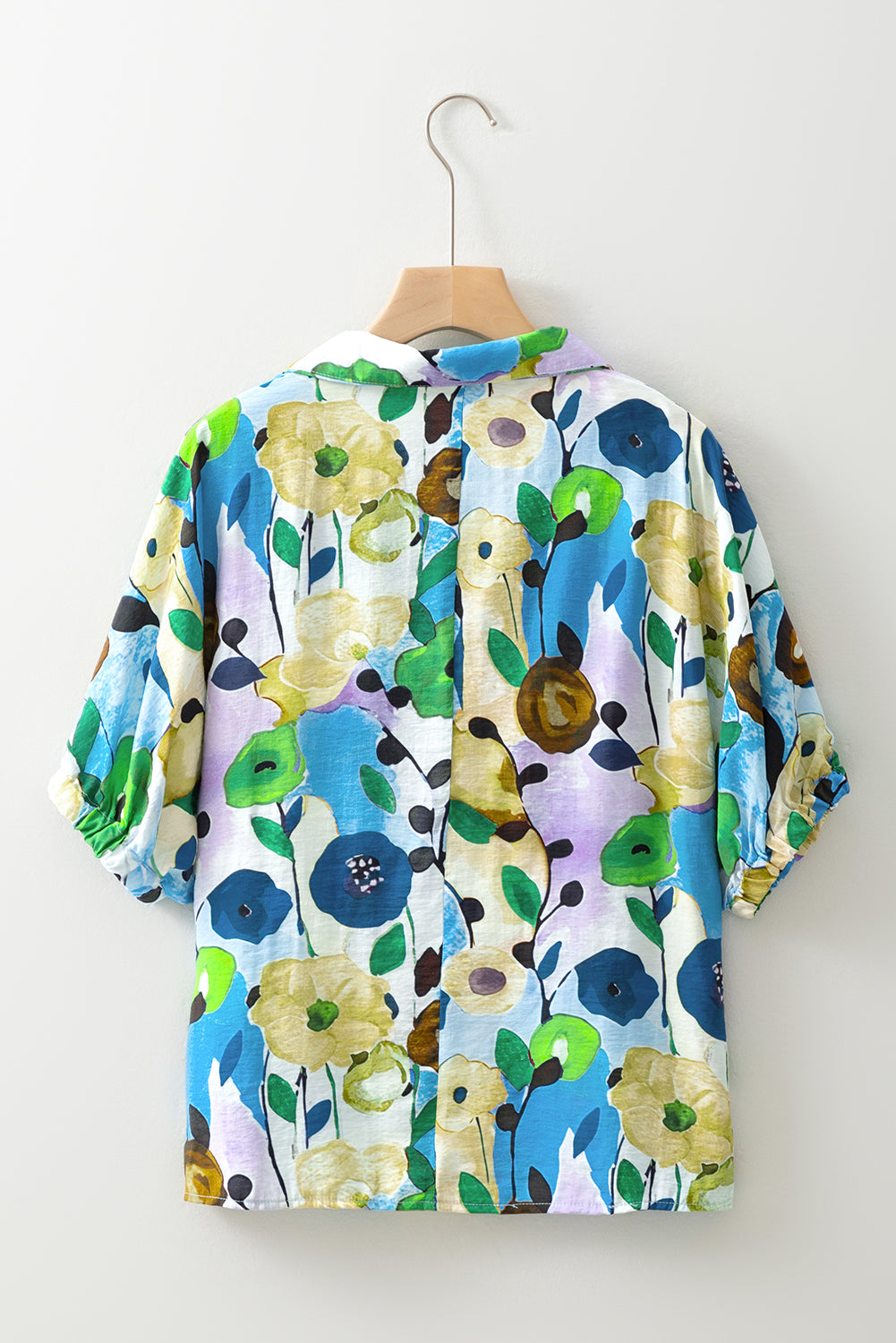 Adele Floral Slit V Neck Blouse - Threaded Pear