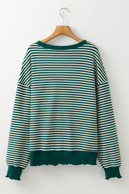 Angie Stripe Loose Drop Shoulder Long Sleeve Top