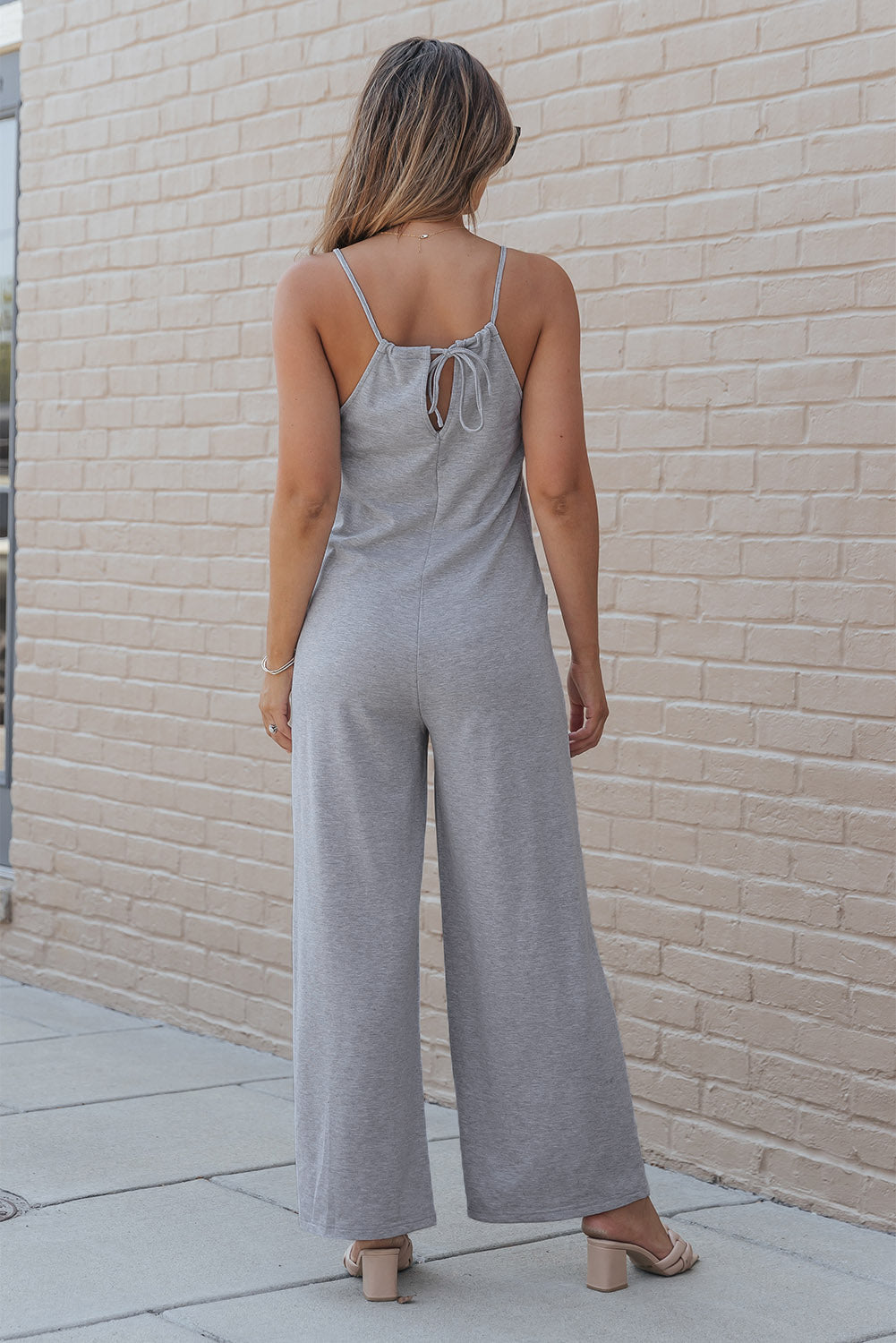 Naomi Pocket Spaghetti Strap Wide Leg Jumpsuit