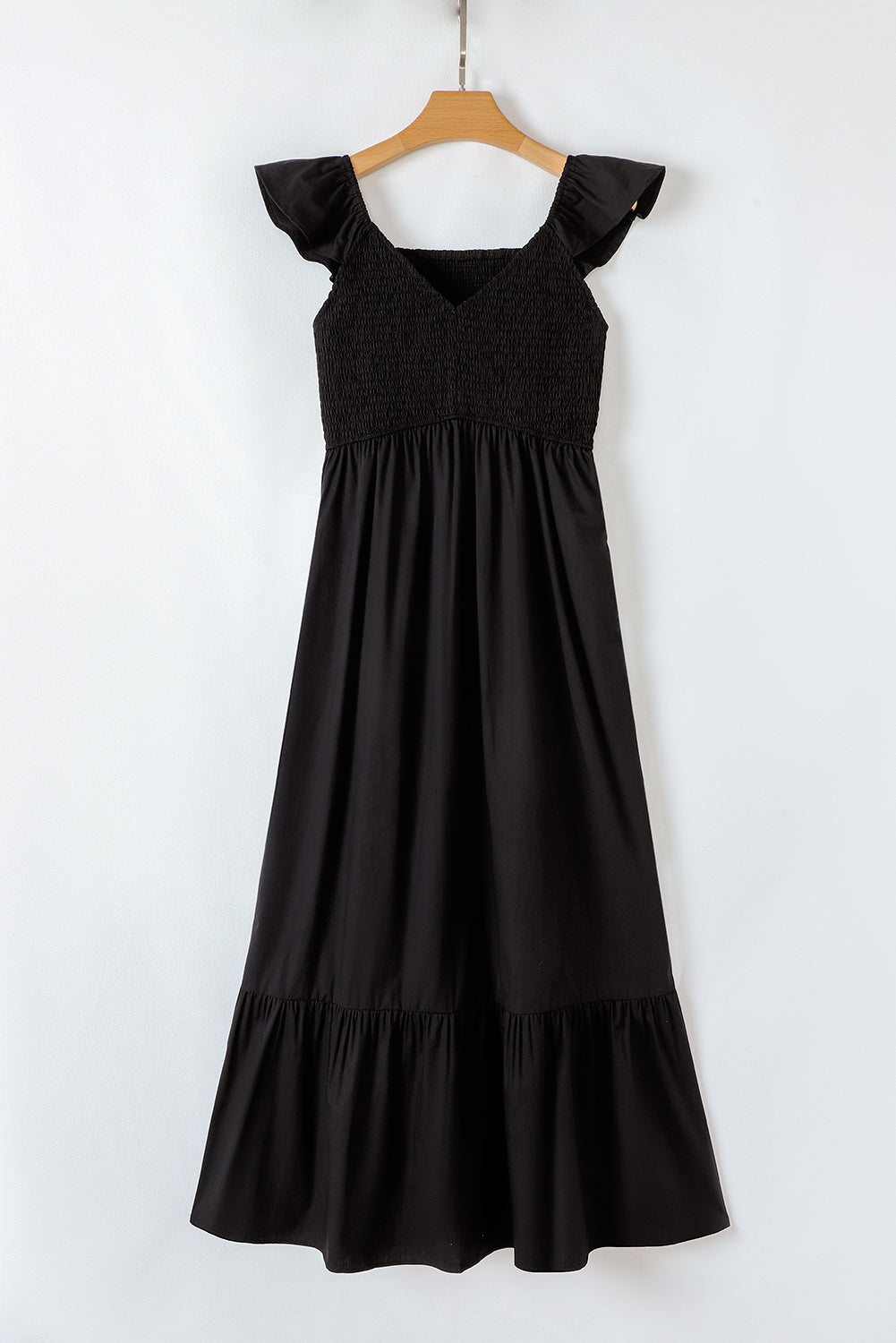 Ashlyn Flutter Sleeve Smocked Bodice Maxi Dress - Threaded Pear