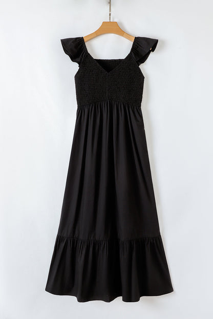 Ashlyn Flutter Sleeve Smocked Bodice Maxi Dress - Threaded Pear