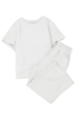 Load image into Gallery viewer, Black Textured Loose Fit T Shirt and Drawstring Pants Set - The Gold Cactus
