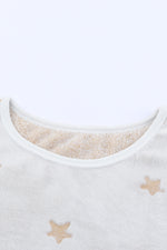 Load image into Gallery viewer, White Plush Star Pattern Long Sleeve Pullover and Shorts Lounge Set - The Gold Cactus
