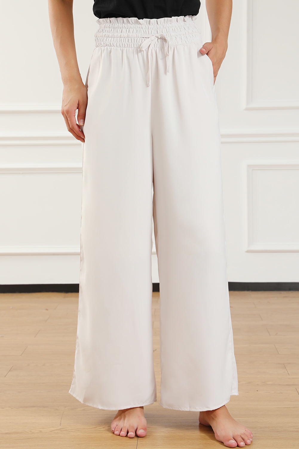 Kendra Smocked High Waist Wide Leg Pants - Threaded Pear