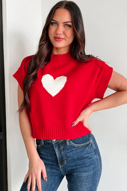 Amore Valentine Heart Short Sleeve Sweater