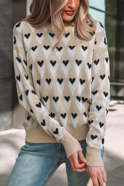 Val Heart Print Sweater - The Gold Cactus