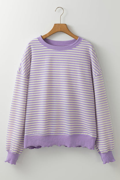 Angie Stripe Loose Drop Shoulder Long Sleeve Top