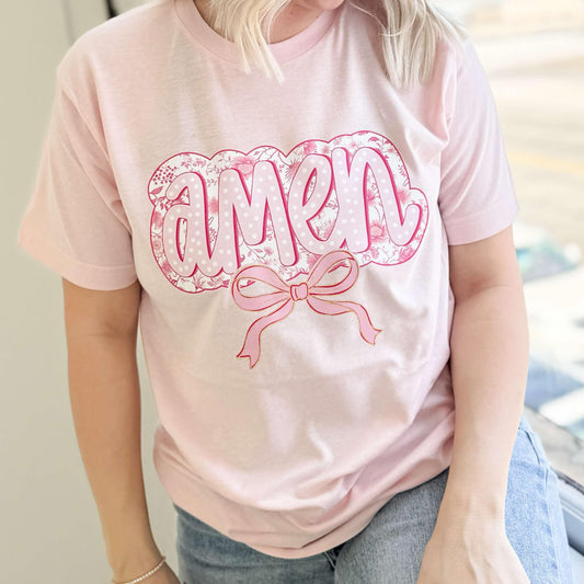 Amen Pink Bow Graphic Tee