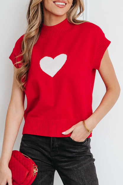 Amore Valentine Heart Short Sleeve Sweater - The Gold Cactus