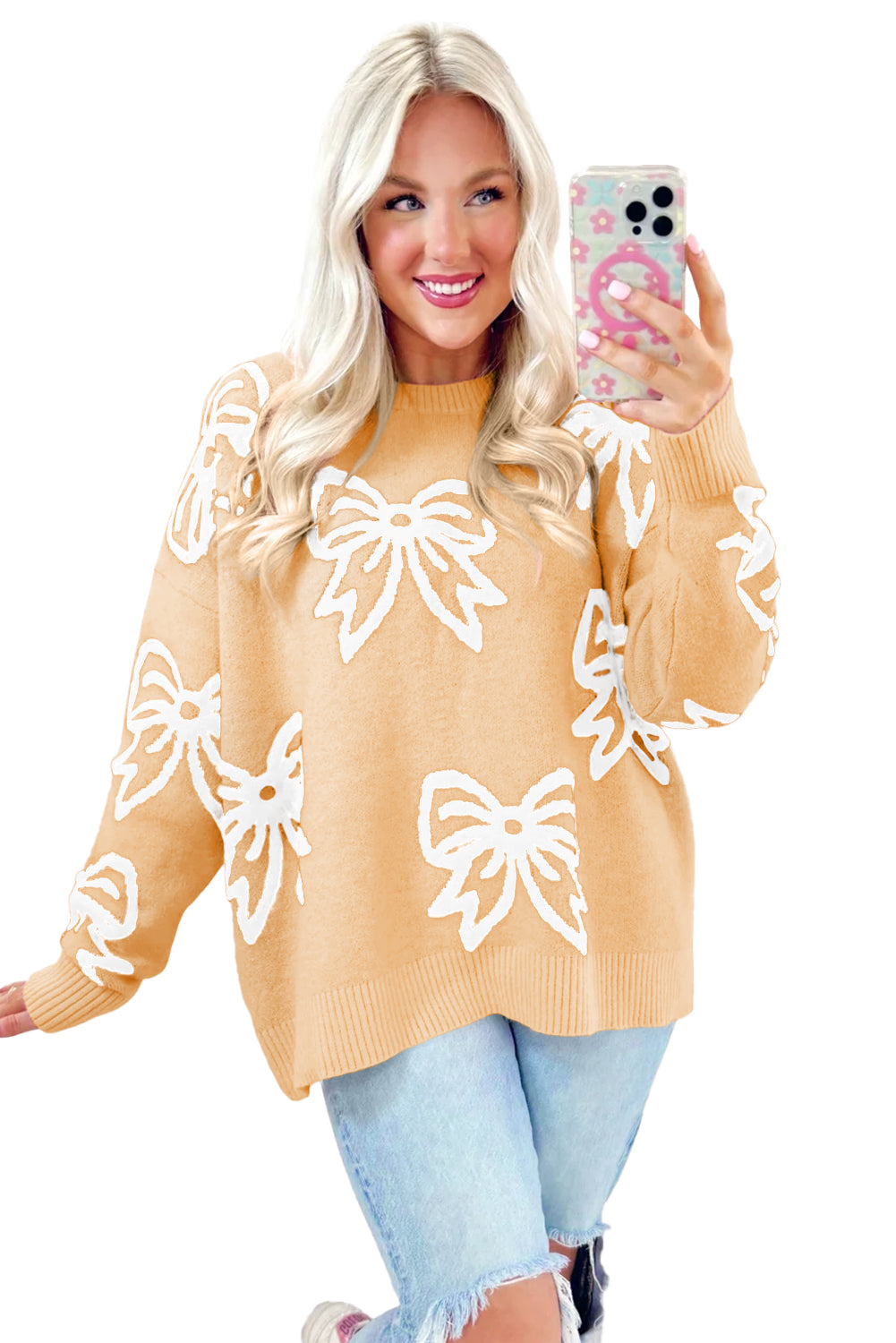 Lia Pink Bow Sweater