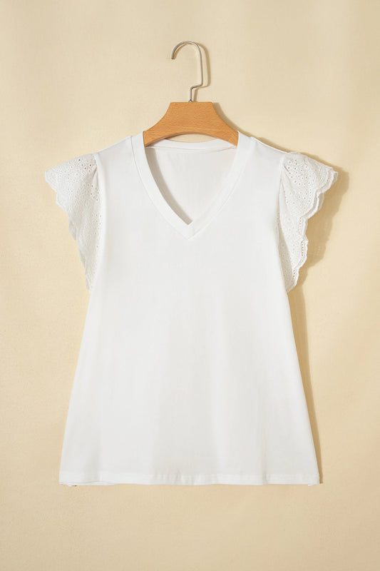 Iris Eyelet Sleeve White Top