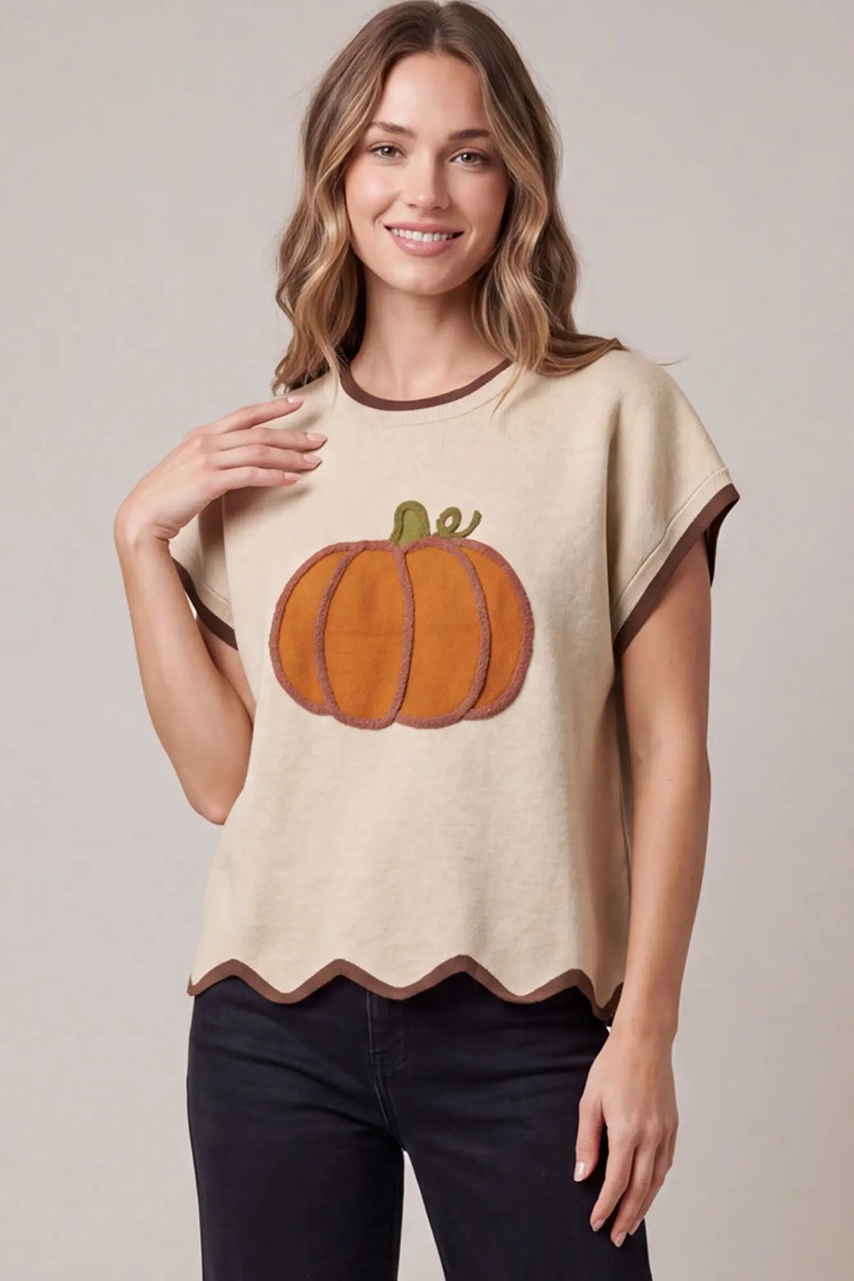 Pumpkin Short Sleeve Sweater