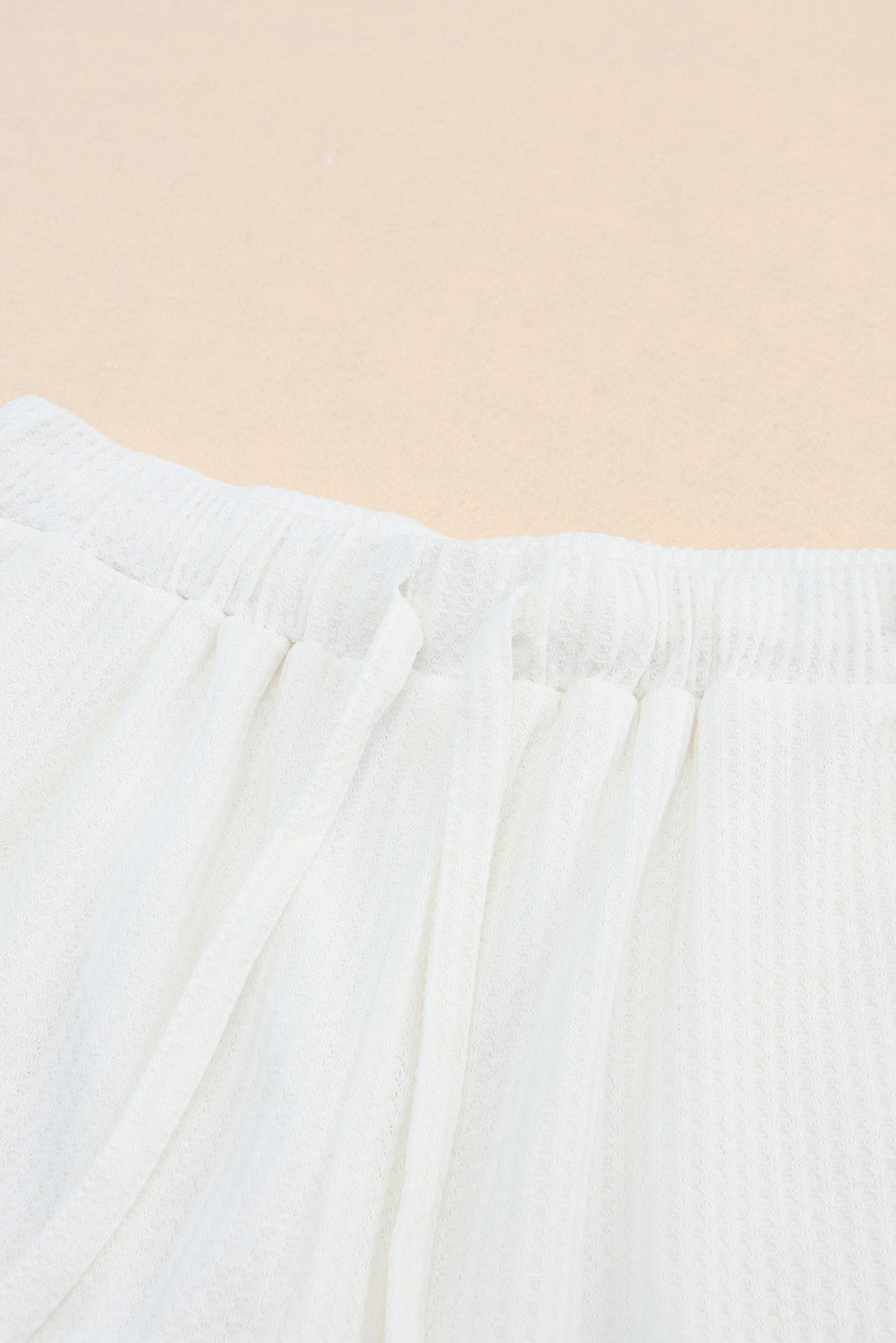 Zahra Waffle Knit Lace-up High Waist Wide Leg Casual Shorts