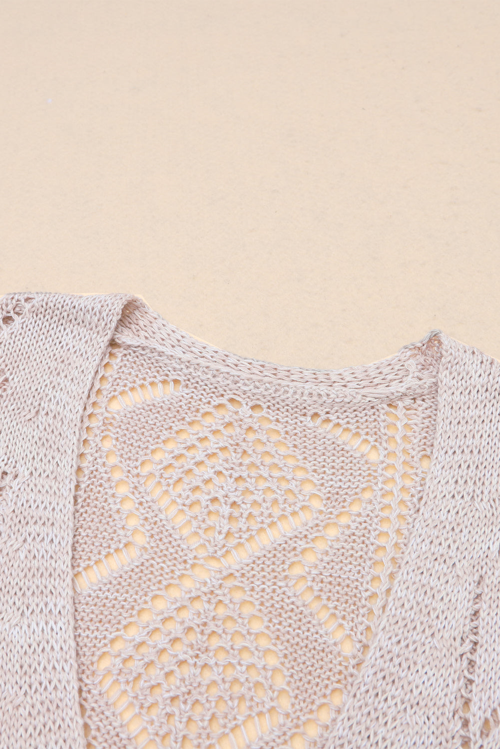 Mckenzie Hollow-out Openwork Knit Cardigan - Gold Cactus