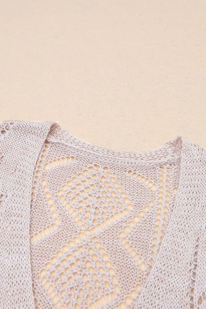 Mckenzie Hollow-out Openwork Knit Cardigan - Gold Cactus