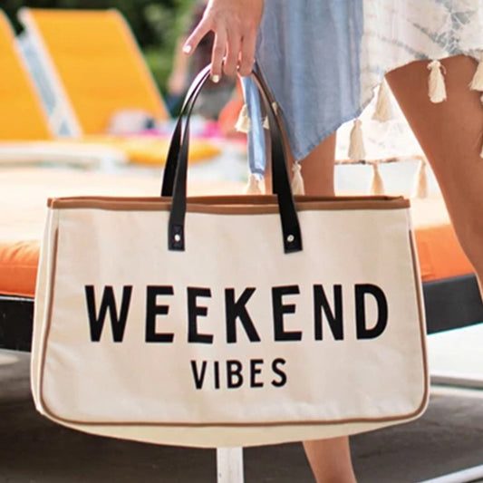 Alicia WEEKEND VIBES Canvas Tote - The Golden Cactus