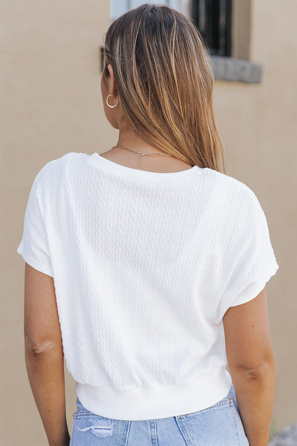 Cassidy Textured Knit Short Sleeve Top - The Golden Cactus
