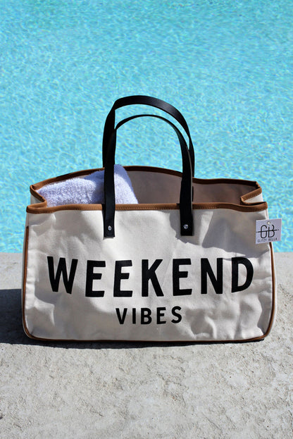Alicia WEEKEND VIBES Canvas Tote - The Golden Cactus
