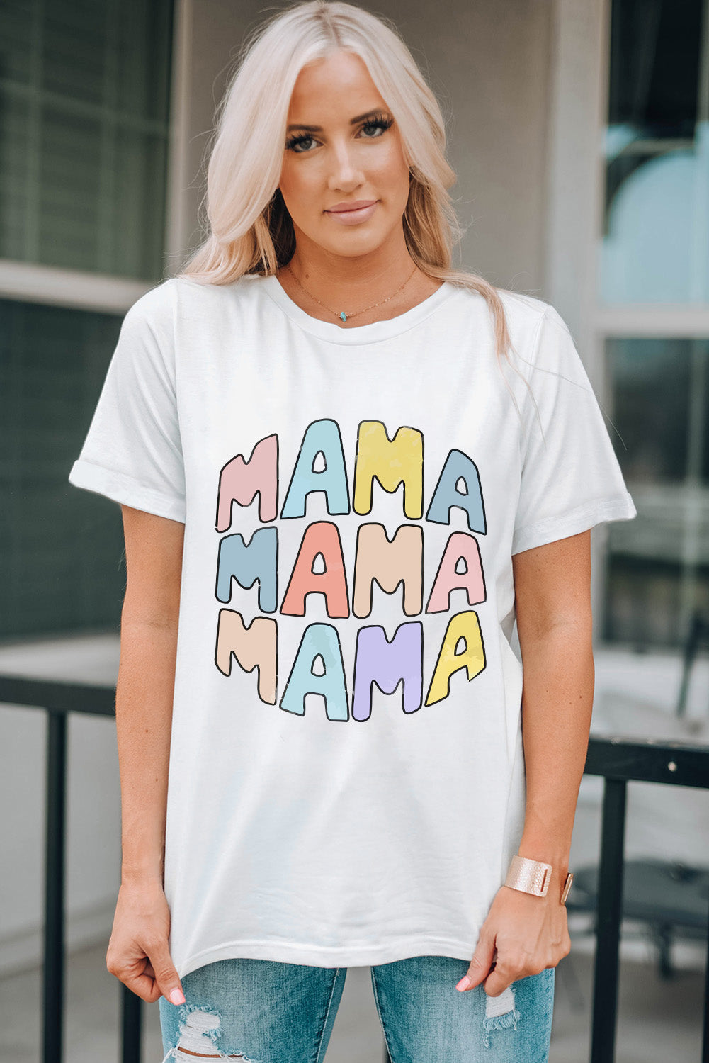 MAMA Crew Neck Casual T Shirt - The Gold Cactus