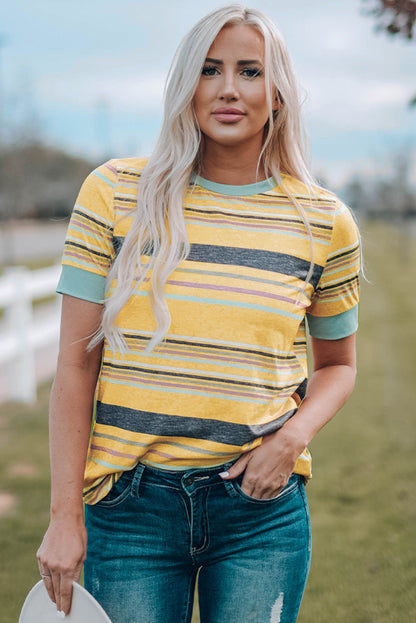 Audrey Crew Neck T Shirt - Gold Cactus