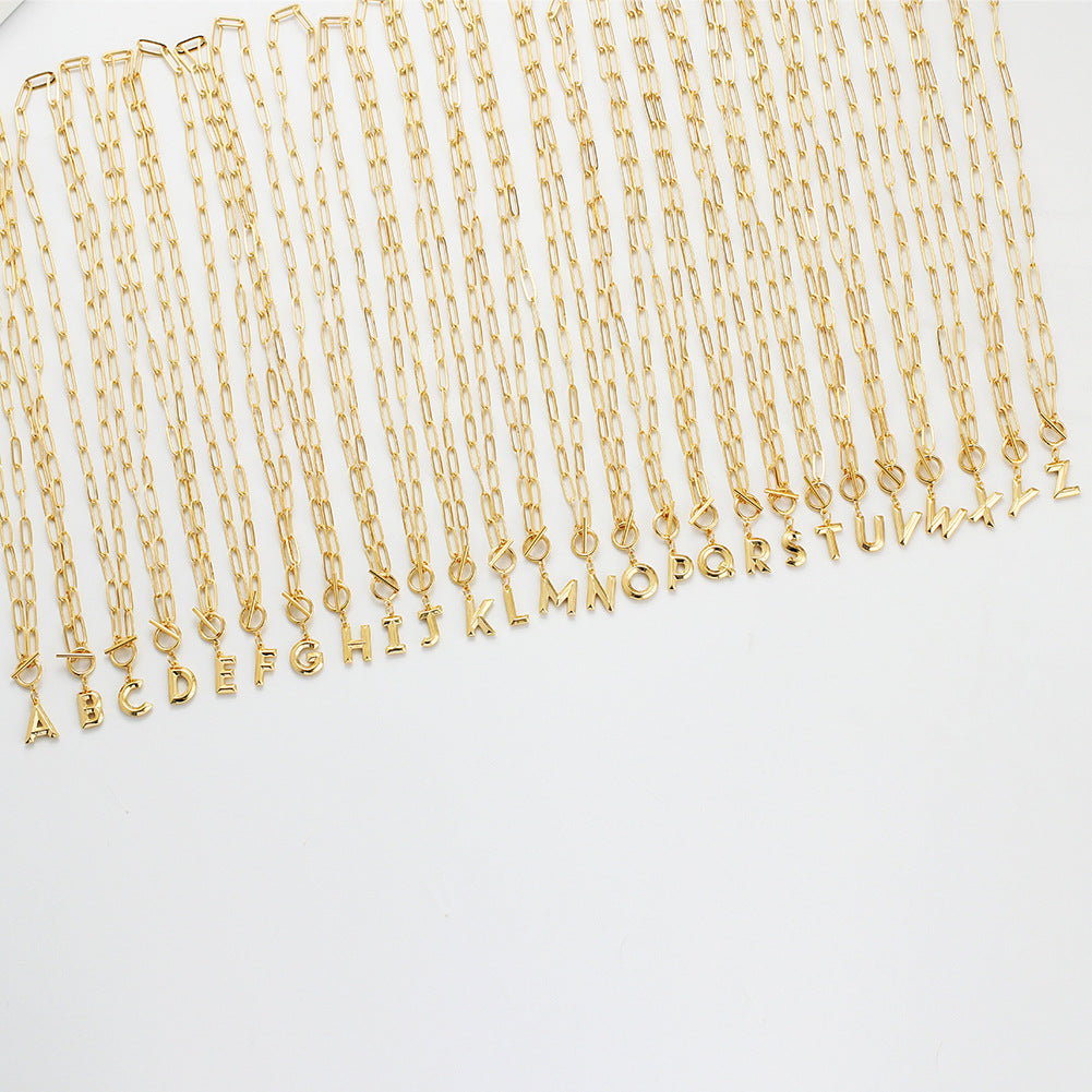 Monogram Pendant Paperclip Necklace - The Gold Cactus