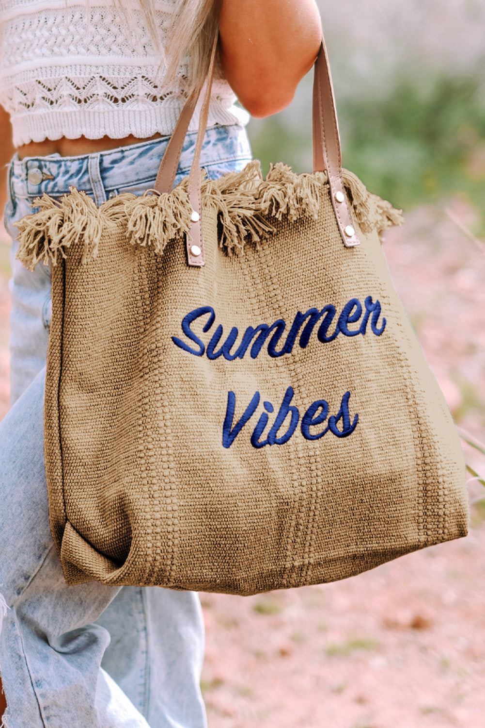 Itzel Summer VIBES Canvas Tote - The Golden Cactus
