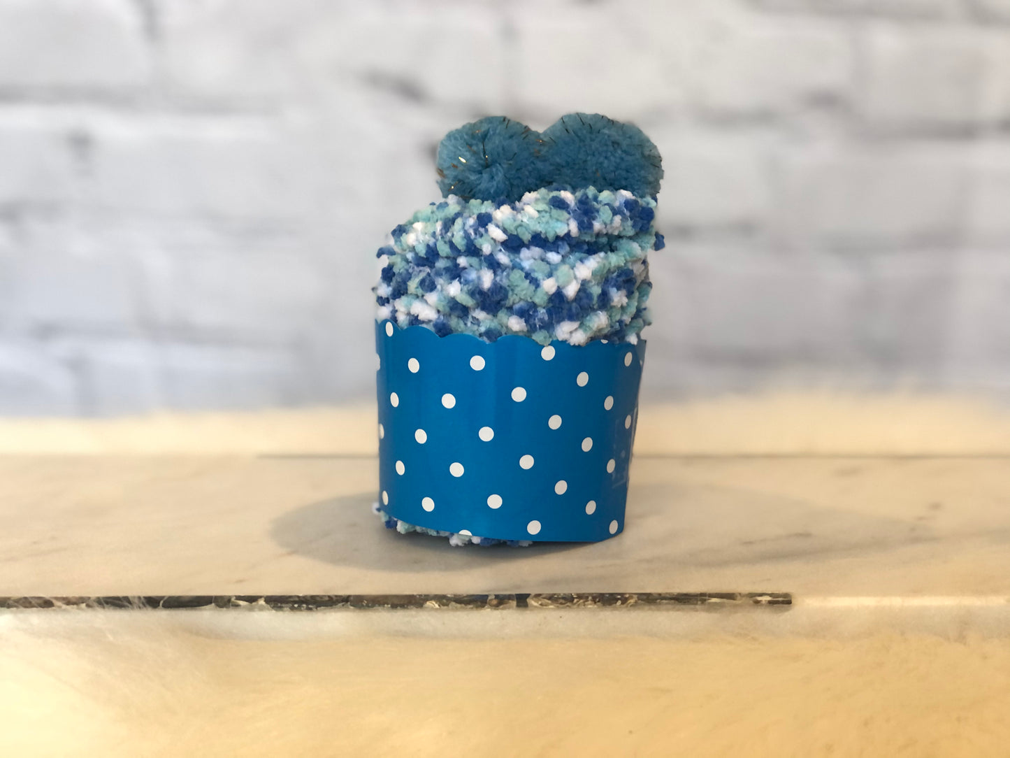 Fuzzy cupcake socks pink yellow blue
