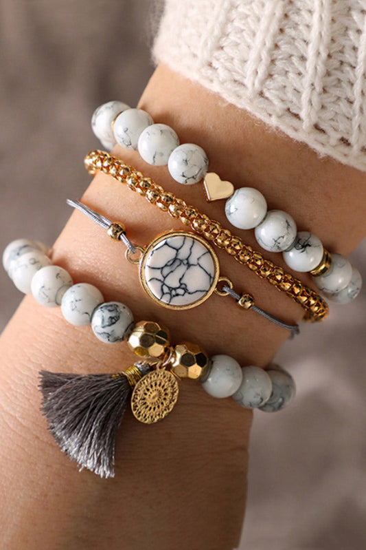 Gray Marble Bracelet Set - The Gold Cactus