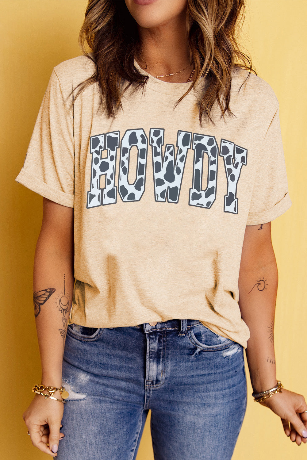 Howdy Graphic Top - Gold Cactus