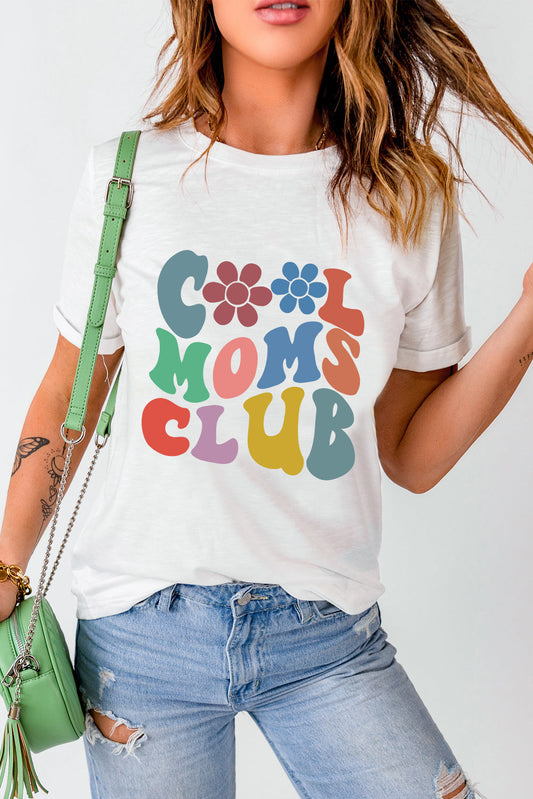 Carter COOL MOMS CLUB Flower Print Crew Neck T Shirt - The Golden Cactus