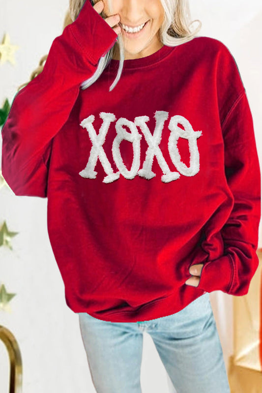 Serena XOXO Chenille Embroidered Pullover Sweatshirt - The Gold Cactus