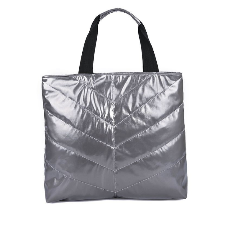 Puffy Tote Bag | 2 Colors |Black Puffy Tote Silver